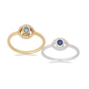 Elegant Gold and Silver Rings with Blue Gemstones
